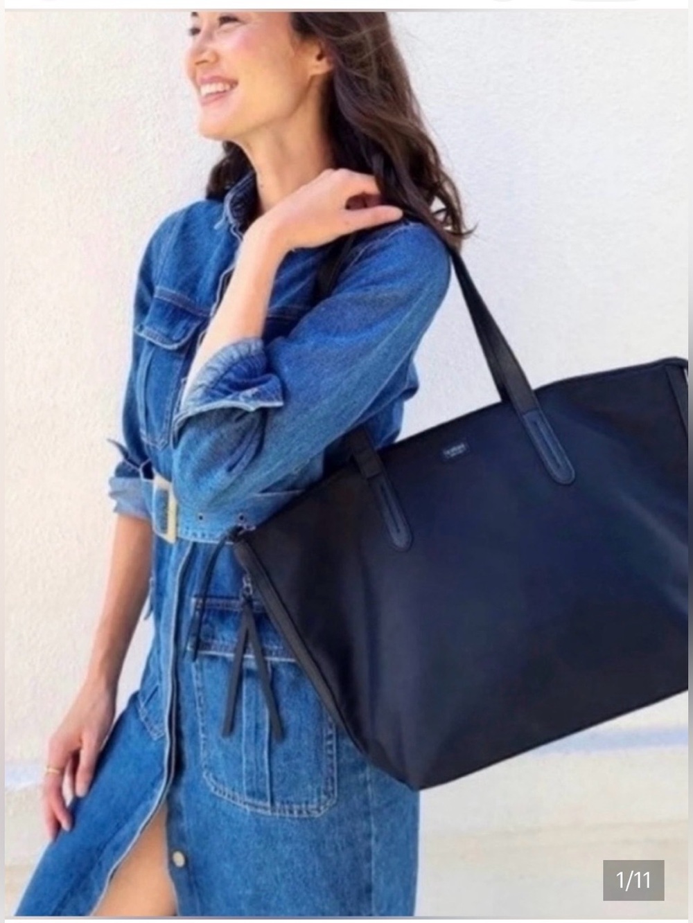 Botkier New York Black Nylon Tote Bag Lightweight Travel Work Everyday